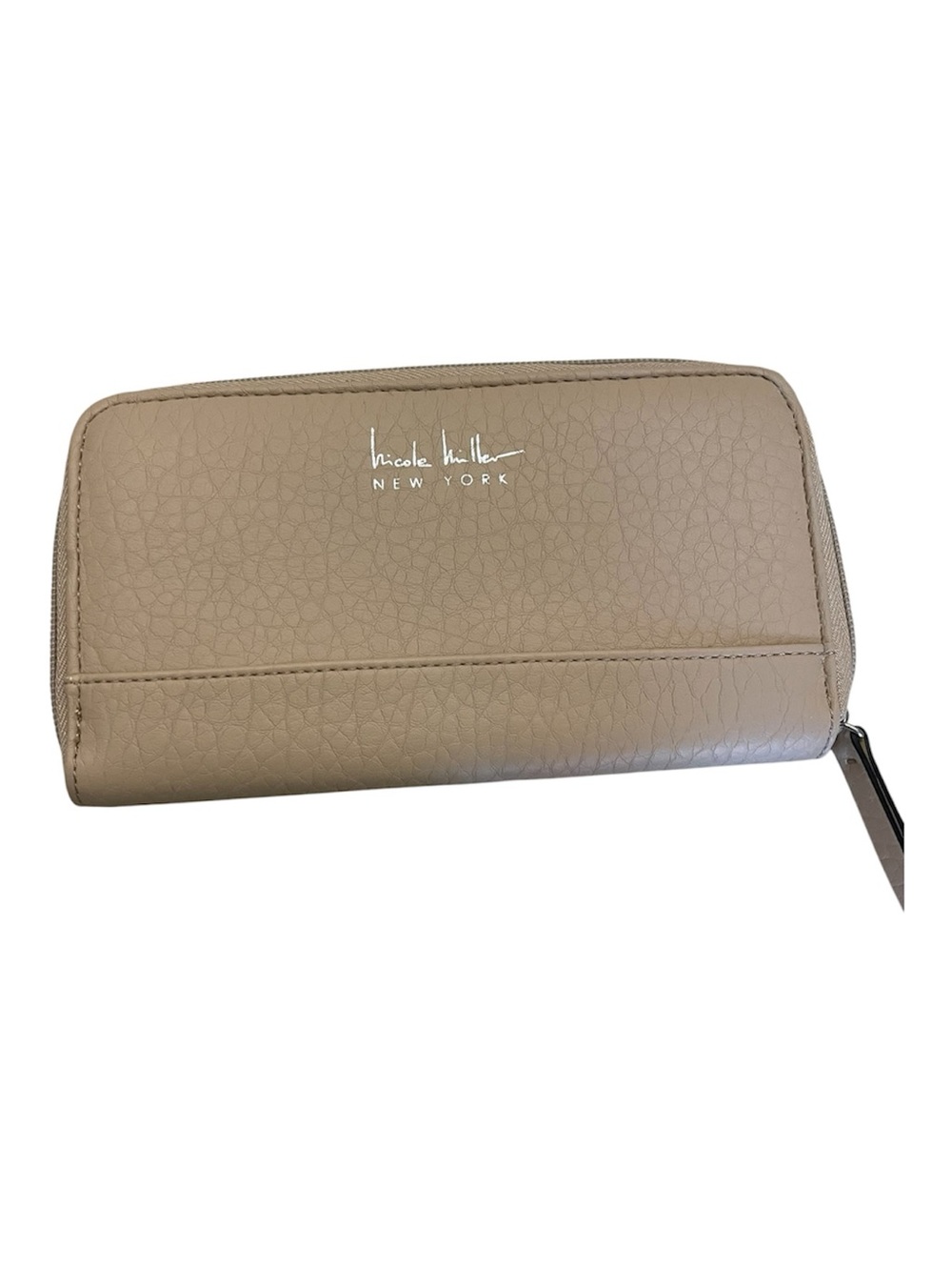 Nicole Miller Taupe Pebbled Zip Wallet
